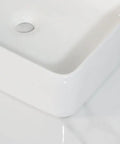 Close-up of USZWBY Vessel Sinks Bathroom Vessel Sink, white ceramic square wash basin with smooth edges.