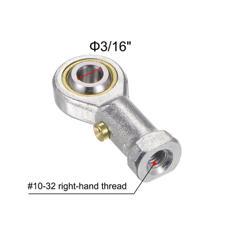 3/16 inch bore PHSB3 female rod end bearing with #10-32 right hand thread, zinc plated, self lubricating joint rod end with jam nut