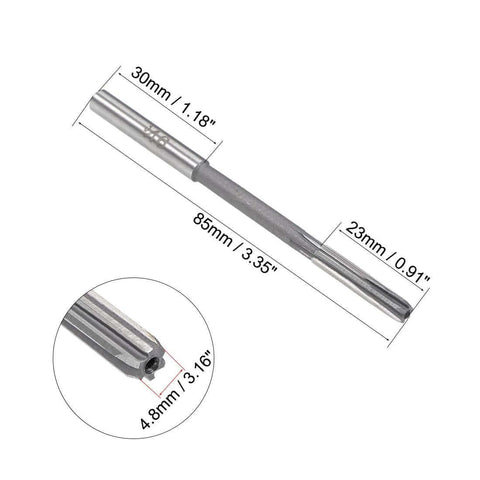 Three Sixteenth Inch Chucking Reamer For Lathe HSS With Six Straight Flutes H8 Tolerance Round Shank Milling Cutter with measurements.