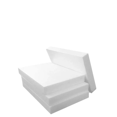 Stacked white PTFE sheets, heavy duty sealing and insulating material, chemical resistant, high temperature safe, 0.2mm to 30mm thick.