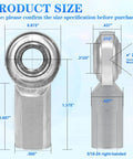 5/16 x 5/16-24 Rod End Bearing Heim Joint Kit size dimensions with right hand female thread stainless rod ends and jam nuts