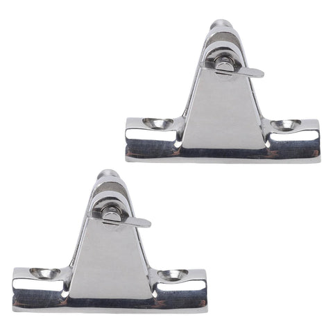 Two stainless steel Bimini top deck hinges with lock pins, 316 marine grade for boats