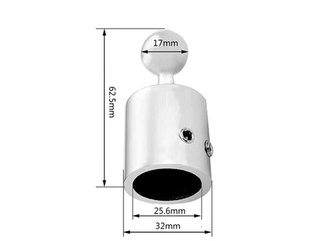 316 Stainless Steel Boat Bimini Ball Top Cap Fitting External Eye End For 22mm And 25mm Round Tubes With Double Screws Type