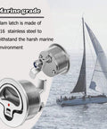 316 Stainless Steel Boat Cam Latch Non Locking Marine Grade O Handle Fits Two And One Half Inch Hole Mount Latch Durable Weatherproof Hardware For Boats And Seacraft, showing stainless steel material and O handle feature