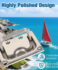 316 Stainless Steel Boat Hatch Handle Flush Mount Pull Recessed Door Pull With Mounting Screws, corrosion-resistant design