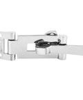 Side view of OPPWONG 316 stainless steel boat hatch latch with anti-rattle clamp, 120mm, high-polish finish.
