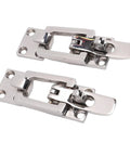 Stainless steel boat hatch latch clamp pair with padlock hole and center tension cam