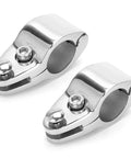 Pair of stainless steel hinged upper-jaw slide clamps for 22mm boat rail fittings