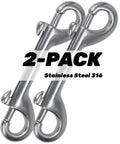 316 Stainless Steel Double Ended Bolt Snap Hook Marine Grade Diving Clips Heavy Duty Trigger Chain Clip Key Holder For Pet Feed Bucket Hammock Horse Tack 90mm Silver 2 Pack