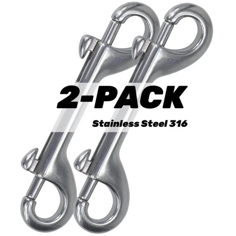 316 Stainless Steel Double Ended Bolt Snap Hook Marine Grade Diving Clips Heavy Duty Trigger Chain Clip Key Holder For Pet Feed Bucket Hammock Horse Tack 90mm Silver 2 Pack