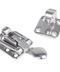 Two Pack 316 Stainless Steel Hold Down 90 Degree Locking Cam Latches Anti Rattle Hasps For Boat Marine RV Caravan Durable Polished Finish Easy To Install Small Draw Latches For Perpendicular Use Latch Size Four By One And One Half Inch