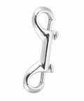 Hamwesh double-ended snap hook, 316 stainless steel, marine-grade, angled view