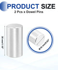 316 Stainless Steel Dowel Pins 16 x 30 mm 2 Pack, showing size details and cylindrical shape for furniture installation.