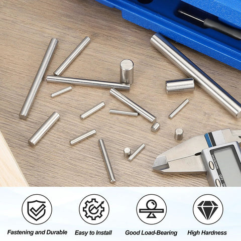 316 Stainless Steel Dowel Pins 16 x 30 mm 2 Pack displayed with measuring tool, ideal for machine building and furniture fixtures.