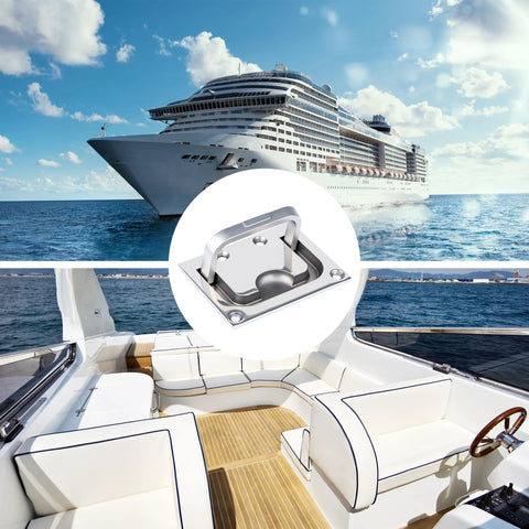 316 Stainless Steel Boat Hatch Handle Flush Mount Pull Recessed Door Pull With Mounting Screws for deck installation on yacht