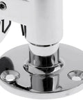 Stainless steel marine door stopper with chrome round base plate and vertical post