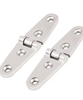 Pair of marine hatch hinges, 316 stainless steel with mirror-polished finish and screw holes