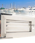 Jonlaki 316 stainless steel marine louvered vent with locking mechanism, front view