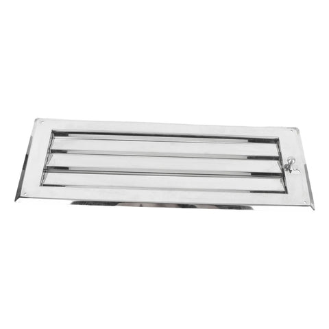 316 stainless steel louvered vent, rectangular 22x7.9 in, mirror-polished finish, adjustable opening with lock.
