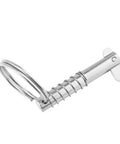 Side view of marine quick-release pin, 316 stainless steel, 8x51mm for boat bimini deck hinge.