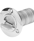 Front view of Cloimei 38mm stainless steel refueling port with chrome flange and keyless cap