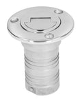 Front view of a 38mm marine-grade stainless steel refueling port with chrome cover