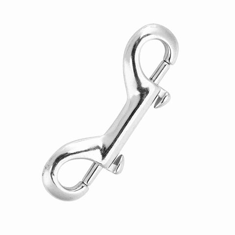 Double-ended snap hook, 316 marine-grade stainless steel, 77mm, one-handed trigger for scuba diving