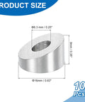 316 Stainless Steel 20 Degree Angle Washer 1 Quarter Inch ID Wire Rope Ends Ten, showing measurements and size, 10 pack.