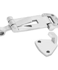 Front view of OPPWONG 316 stainless steel boat hatch latch, 120mm, high-polish finish with mounting plate