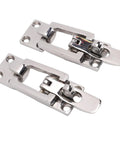 Stainless steel boat hatch latches, pair with center tension cam and padlock hole
