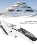 Bow anchor roller bracket; polished 316 stainless steel, hinged self-launching for yachts