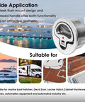 316 stainless steel keyed cam latch with flush mount offers secure privacy for boats, showing front view with boat application