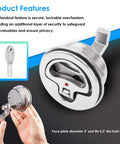 316 stainless steel keyed cam latch with flush mount offers secure privacy for boats, featuring a 3 inch face plate and 2.5 inch hole