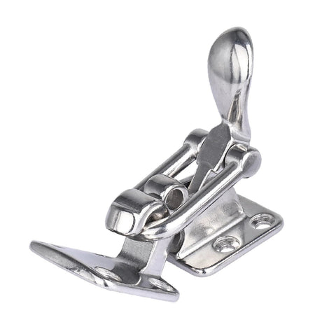 Two Pack 316 Stainless Steel Hold Down 90 Degree Locking Cam Latches Anti Rattle Hasps For Boat Marine RV Caravan Durable Polished Finish Easy To Install Small Draw Latches For Perpendicular Use Latch Size Four By One And One Half Inch