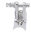 YDuupxe stainless steel bimini top deck hinge with lock pin, 316 marine grade chrome finish, close-up view
