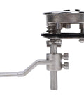 Stainless steel flush floor lock, close-up view, lever, for marine hatch