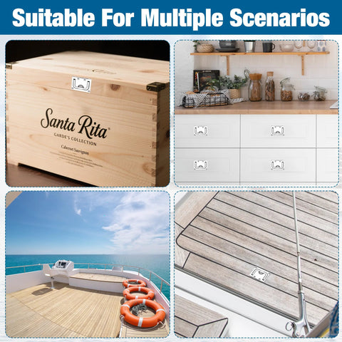 316 Stainless Steel Boat Hatch Handle Flush Mount Pull on deck, drawer, and box for marine use