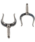 Pair of 316 stainless steel rowlocks for side-mount rowboat use.