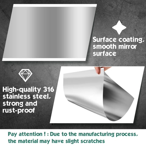 316 Stainless Steel Shim Stock Kit shows smooth mirror surface, high-quality rust-proof sheets for DIY kitchen crafts, home repairs