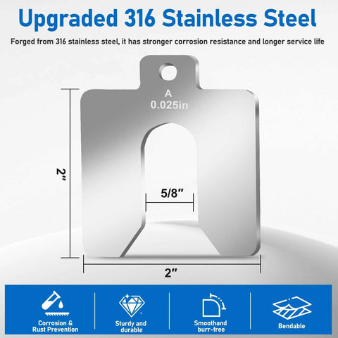 80 Piece Size A 2 By 2 Inch Stainless Steel Slotted Shim Go To Pro Grade Shop Kit With Box 316 Stainless Steel durability