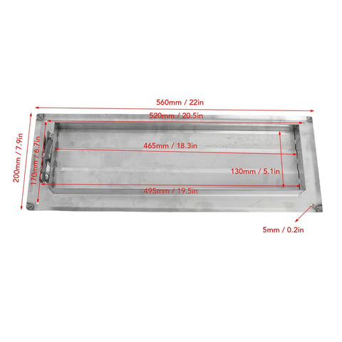 UPALDHOU 316 stainless steel louvered vent, rectangular 22 x 7.9 in, mirror-polished, front view with locking mechanism.