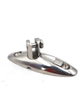 Front view of 316 stainless steel swivel deck side-mount quick-release hinge, mirror-polished marine hardware