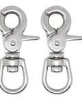 Two Pack Heavy Duty 316 Stainless Steel Trigger Snap Swivel Hooks Two And A Half Inch Polished Clip For Marine Flag And Dog Leash Use