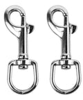 316 Stainless Steel Three And One Half Inch Swivel Eye Bolt Snap Hook 2 Pack Single Ended Trigger Clips front view