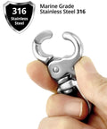 Person holding Swivel Trigger Snap Hook Set 4 Pack 2.56 Inch Marine Grade Stainless Steel 316 Clip Hooks 130 Lb Capacity