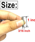 Person holding Heavy Duty 3/16 Inch By 1 Inch Dowel Pin, size diagram shown for woodworking and shelving applications.