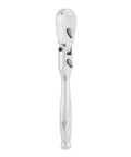 Heavy Duty Workhorse Three Eighth Inch Drive 9 Inch Flex Head Ratchet Wrench Chrome Vanadium Steel Construction side view