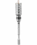 Spline Rotary Hammer Core Bit With Wave Design For Masonry And Concrete 2 Inch By 12 Inch 7 Inch Usable Length Max Core Two And Five Eighths Inch Integral Shank For Superior Power Transfer And Forty Percent Faster Drilling, showing full bit profile on white background.