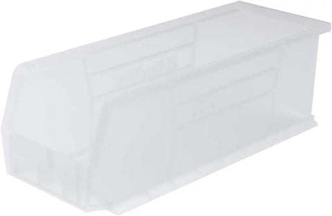 Stackable Clear Plastic Storage Bins For Garage And Pantry, Space Saving Organizer, 15x5x5 Inches, transparent view