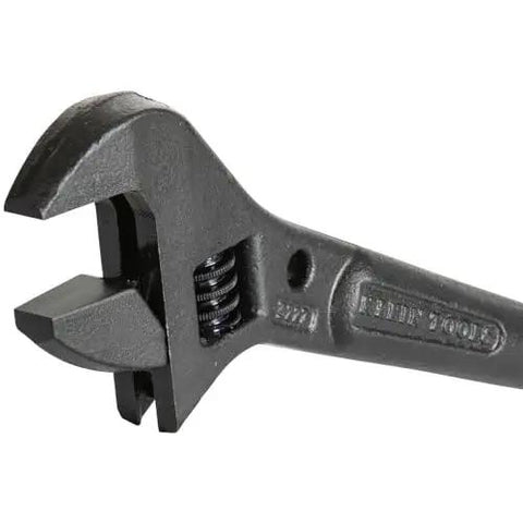 Extra Wide Adjustable Wrench for Heavy Nuts and Bolts by Klein Tools, 10 Inch Spud Wrench With Tether Hole, steel jaws